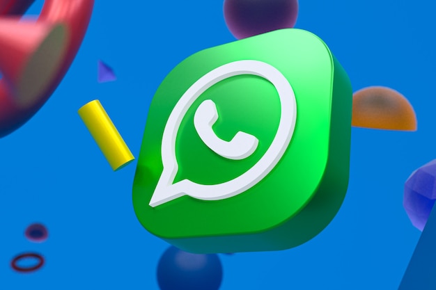 Foto logotipo do whatsapp em fundo geométrico abstrato