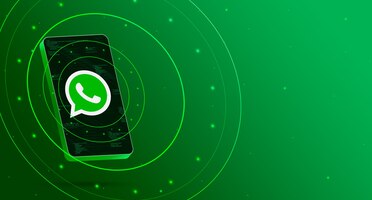 Foto logotipo do whatsapp no telefone com display tecnológico, renderização 3d inteligente