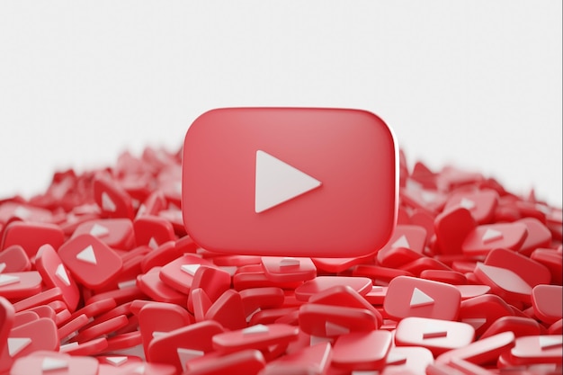 Logotipo do YouTube com um fundo de ícones espalhados