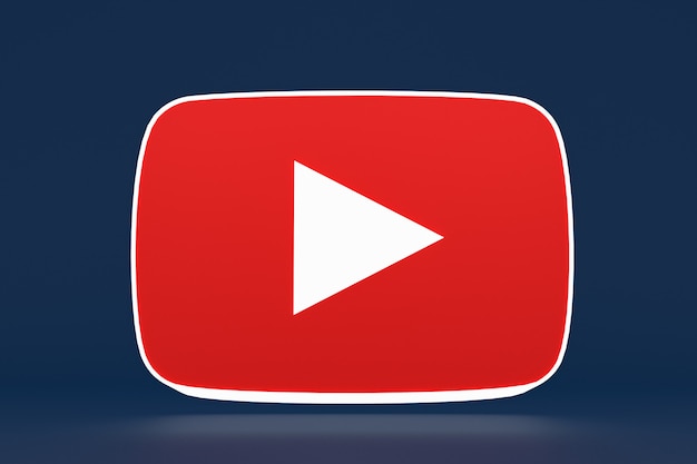 Logotipo do Youtube e design 3D do player de vídeo ou interface do player de mídia de vídeo