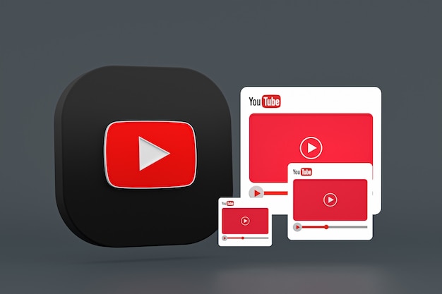 Logotipo do Youtube e design do player de vídeo ou interface do player de mídia de vídeo