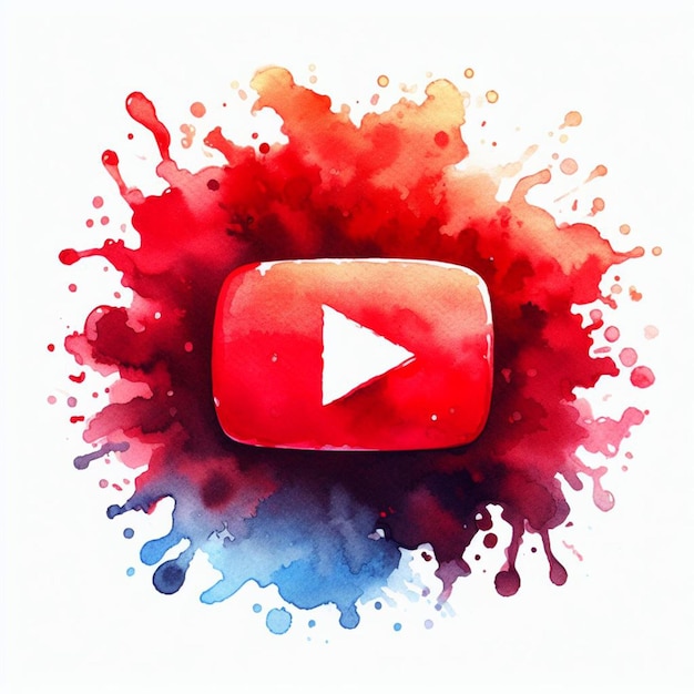 Logotipo do YouTube em aquarela em fundo branco