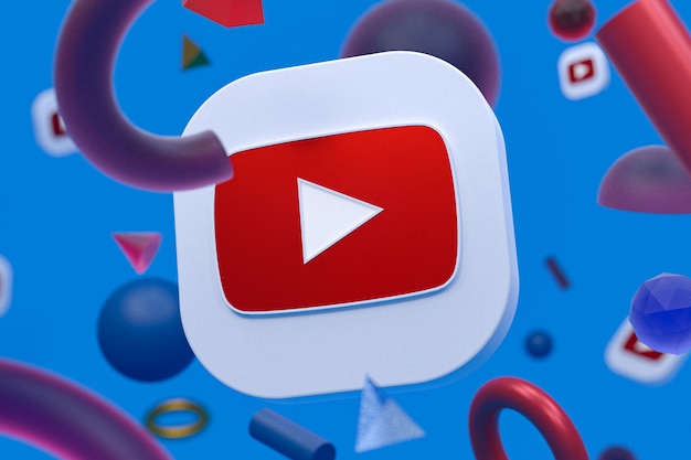 Logotipo do Youtube em fundo de geometria abstrata