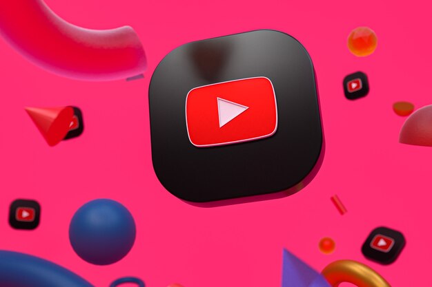 Foto logotipo do youtube em fundo de geometria abstrata