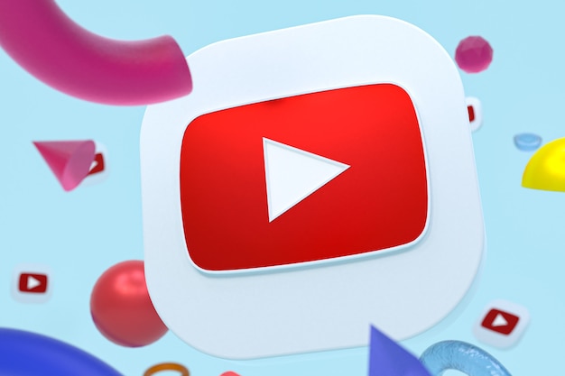 Logotipo do Youtube em fundo geométrico abstrato