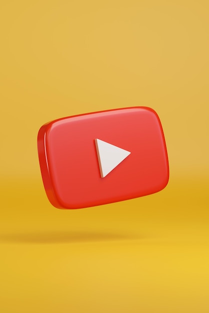 Logotipo do Youtube na ilustração 3d de fundo amarelo