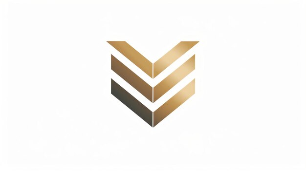Un logotipo dorado y marrón con una forma en forma de flecha