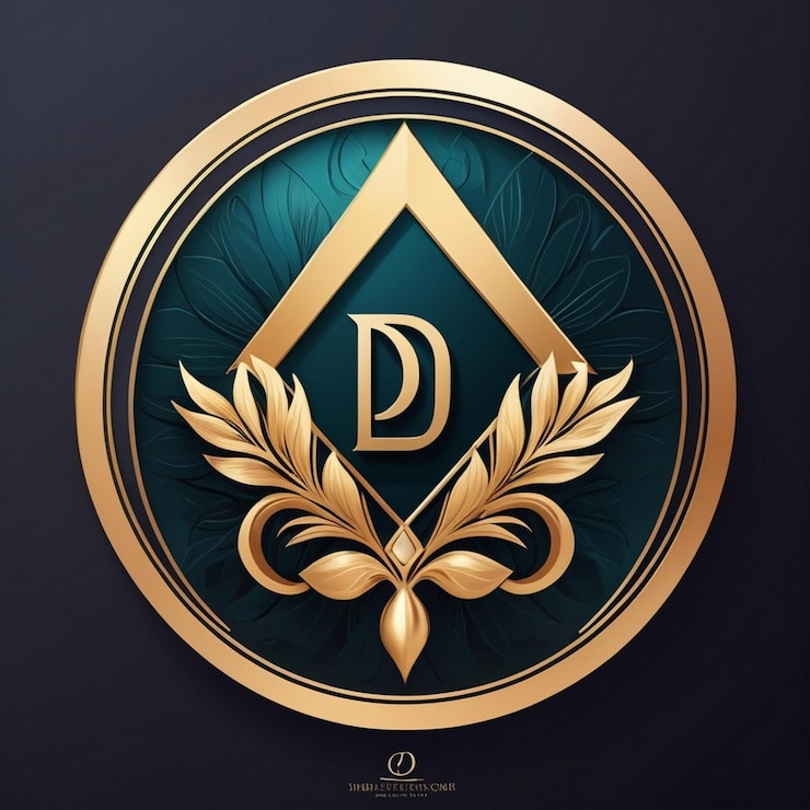 Foto un logotipo dorado y verde con una d en él