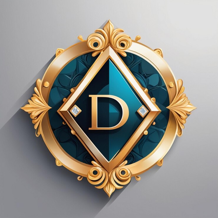 Foto un logotipo dorado y verde con una d en él