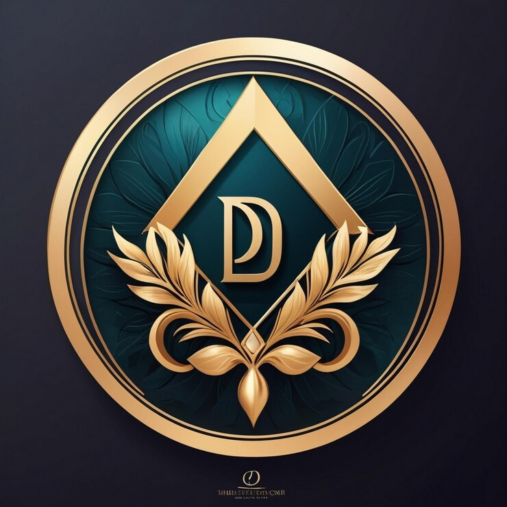 Foto un logotipo dorado y verde con una d en él