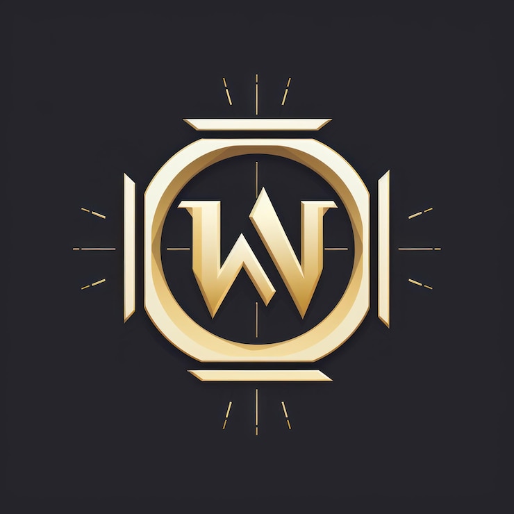 Foto un logotipo dorado con la w en él