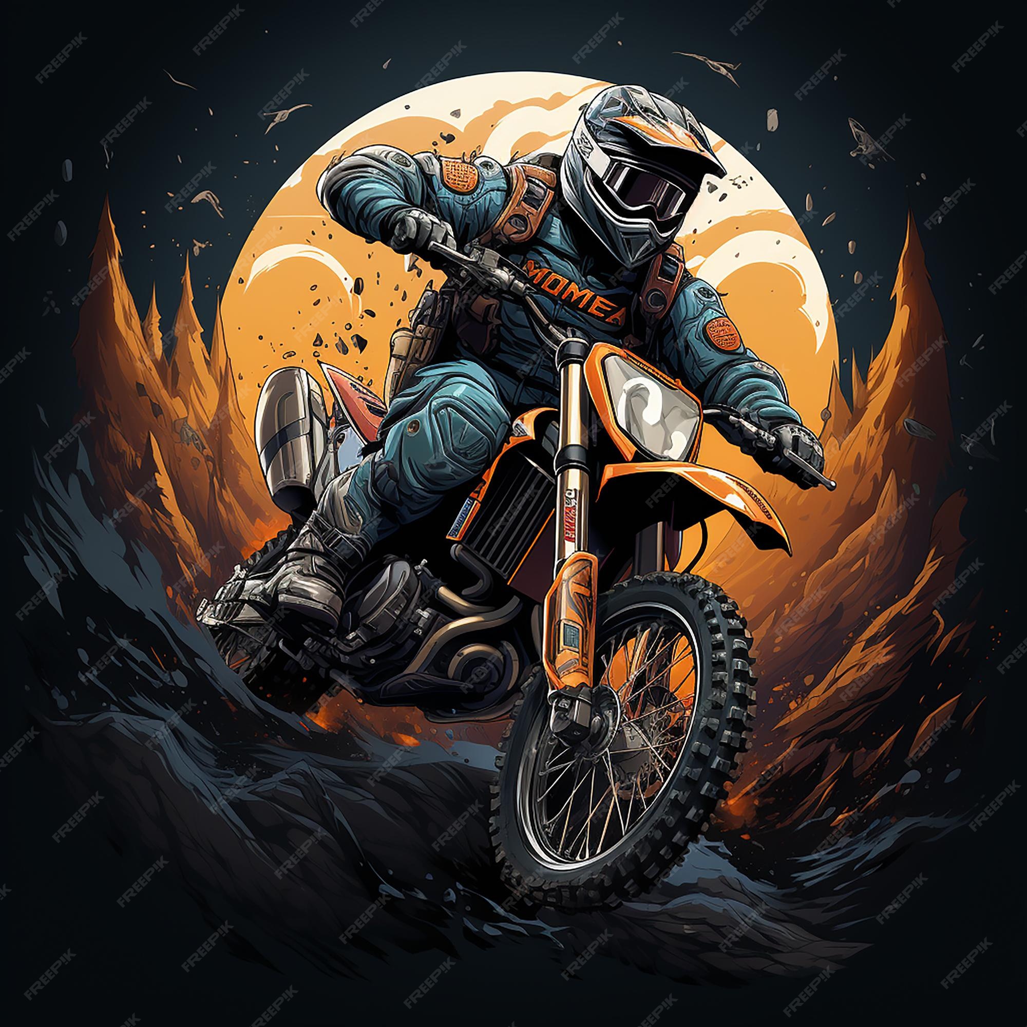 Logotipo dos desenhos animados de motocross