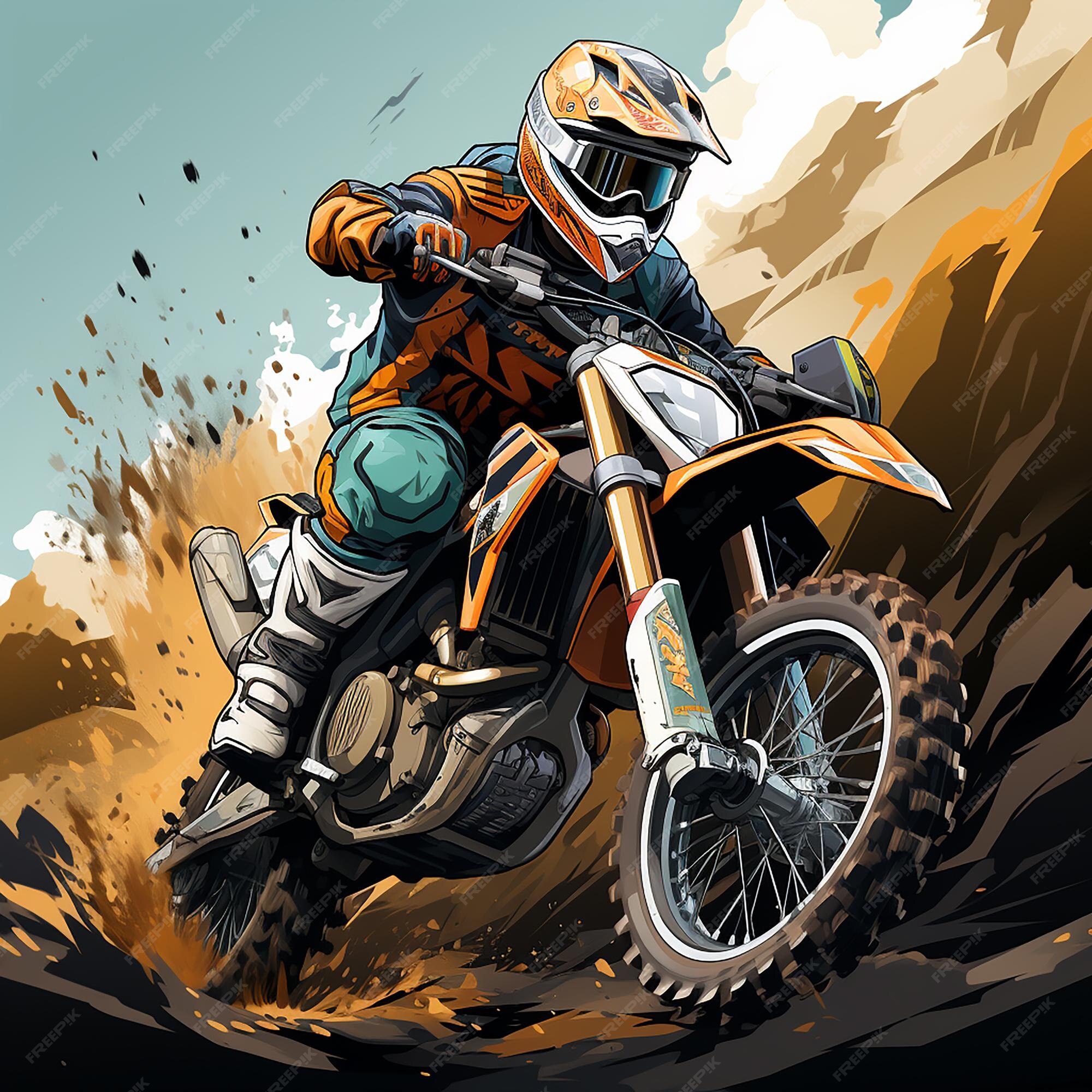 Motocross Piloto Realizando Um Salto Alto. Estilo Dos Desenhos Animados.  Ilustração Vetorial Conceitual Sobre Motocross Sport. Royalty Free SVG,  Cliparts, Vetores, e Ilustrações Stock. Image 77835191