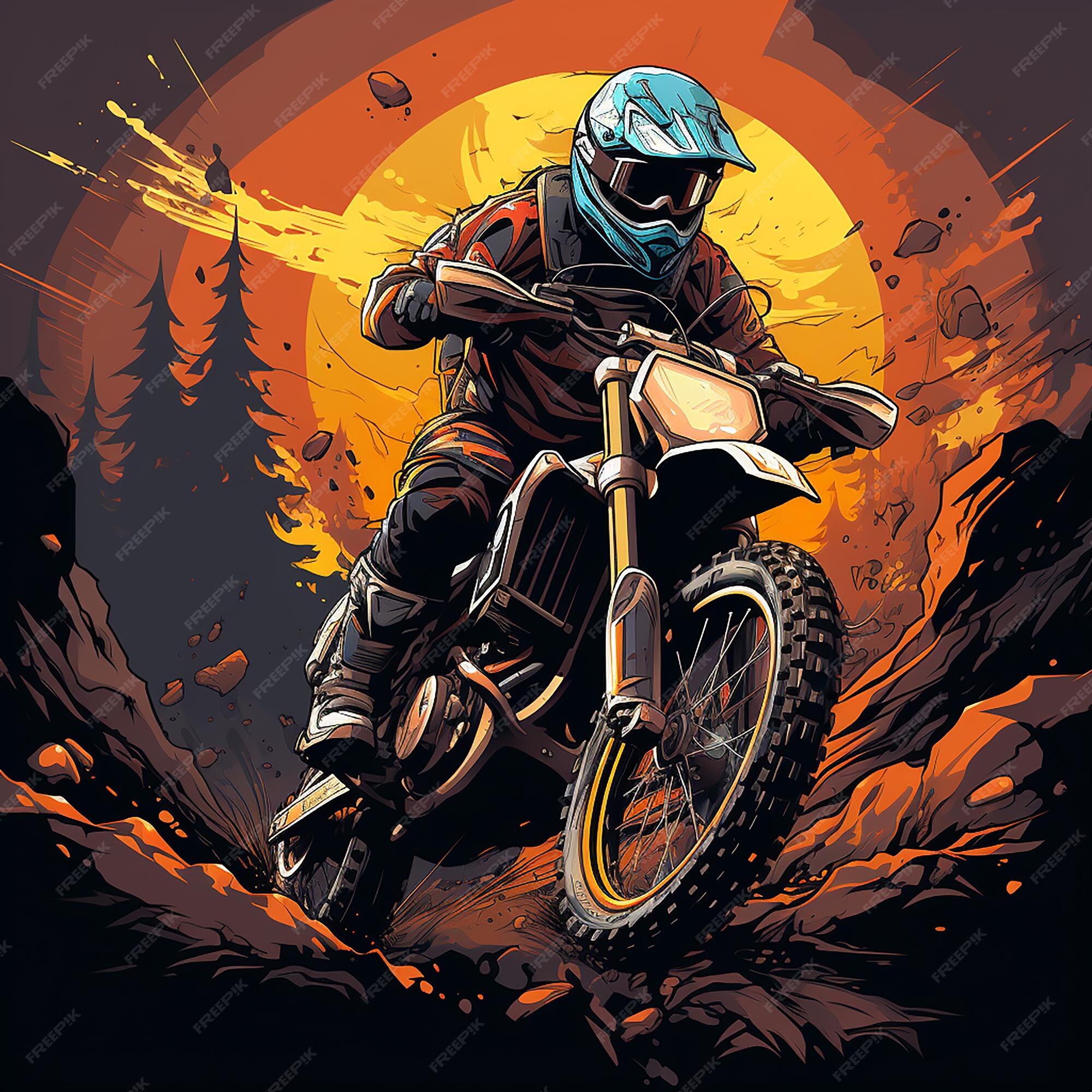 Logotipo dos desenhos animados de motocross