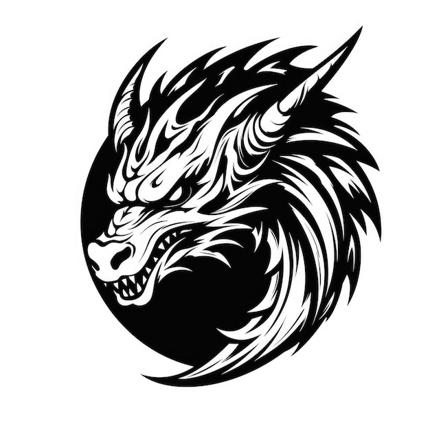 Logotipo del dragón en blanco y negro Imagen generada por IA