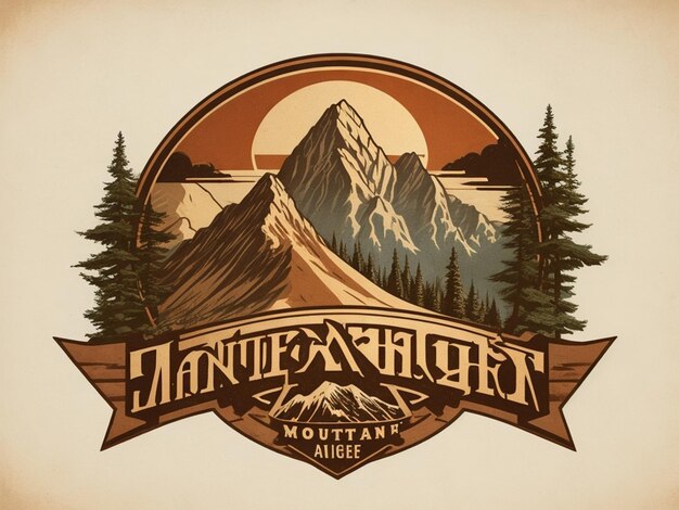 Foto logotipo e ilustración de la montaña vintage