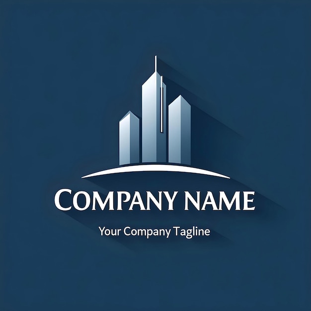 Logotipo de edificio corporativo moderno con nombre de empresa personalizable
