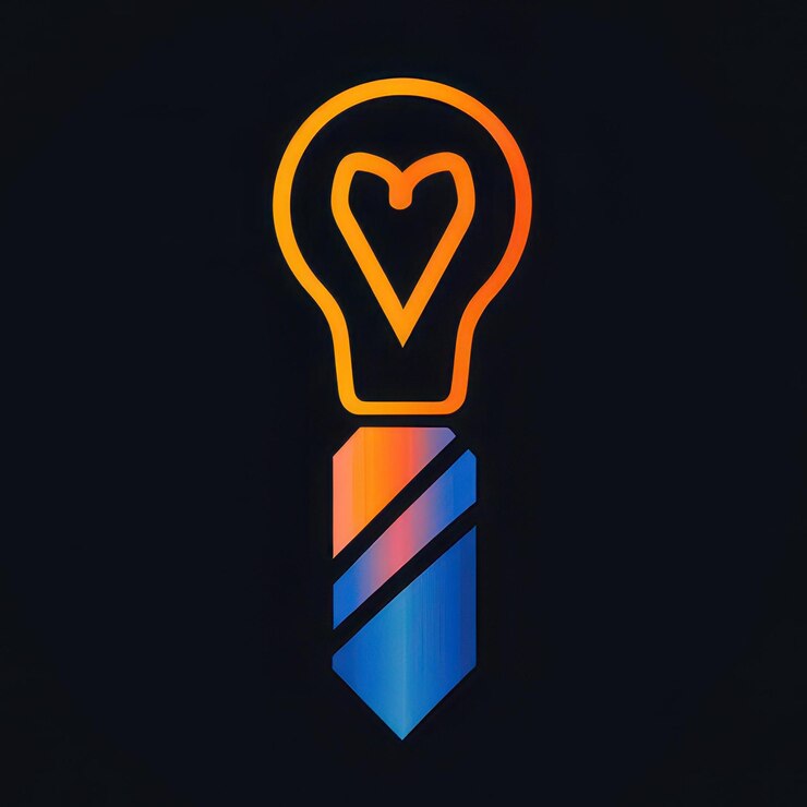 Foto un logotipo elegante con una bombilla naranja entrelazada con una corbata azul que simboliza la creatividad