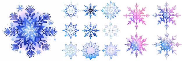 Logotipo elegante copos de nieve de Año Nuevo en estilo 2D