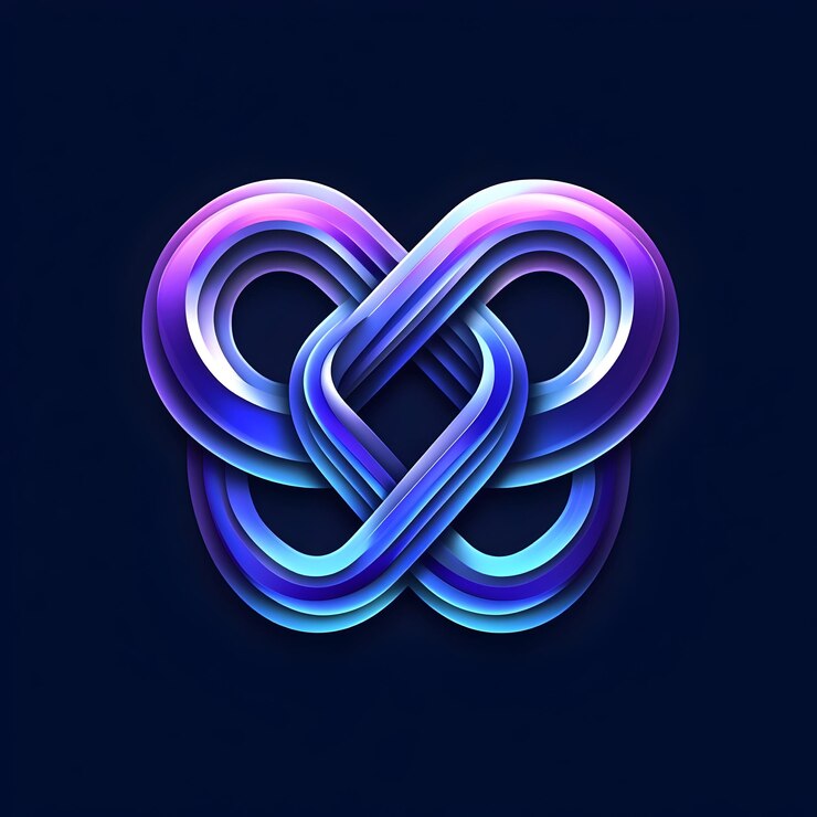 Foto logotipo elegante y minimalista de la conferencia técnica con icono abstracto en un telón de fondo azul limpio