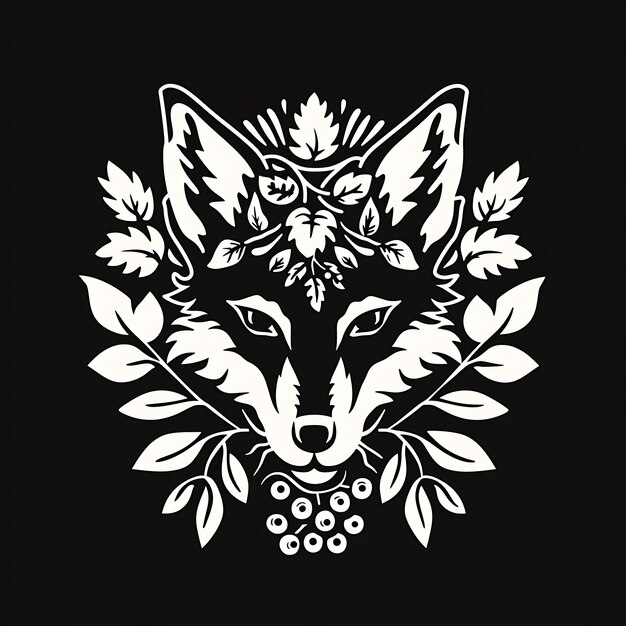 El logotipo del Emblema del Gremio de Foxes con una cabeza de zorro adornada con un diseño de tatuaje de logotipo creativo