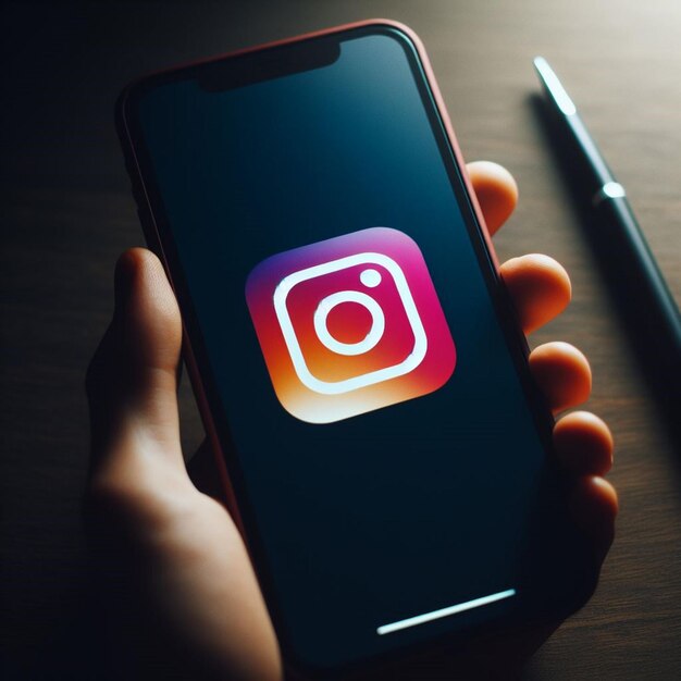 logotipo emblemático do Instagram em uma tela escura sofisticada