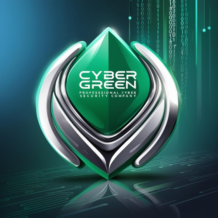 Foto un logotipo de la empresa cibernética verde que está en un fondo negro