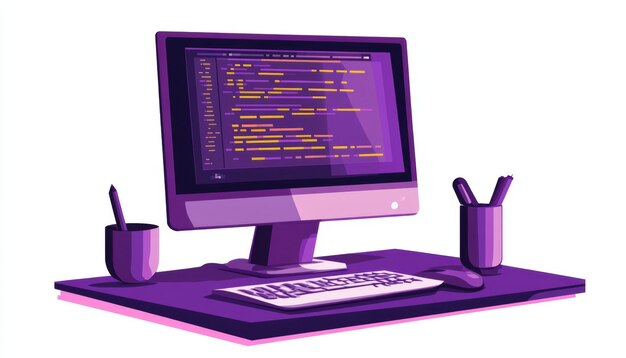 Logotipo de la empresa creadora del sitio web con monitor y código del sitio web