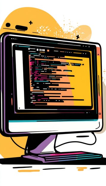 Logotipo de la empresa creadora del sitio web con monitor y código