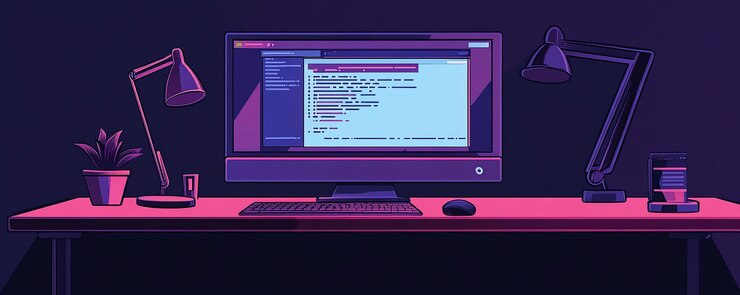 Foto logotipo de la empresa creadora del sitio web con monitor y código