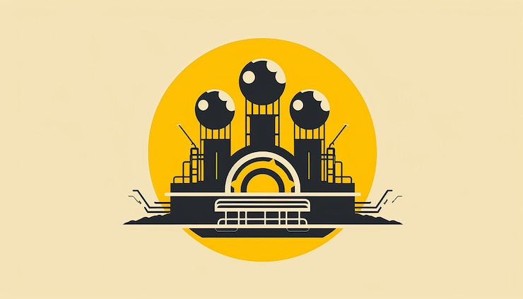 Foto logotipo de la empresa que repara los dispositivos de la planta de energía nuclear