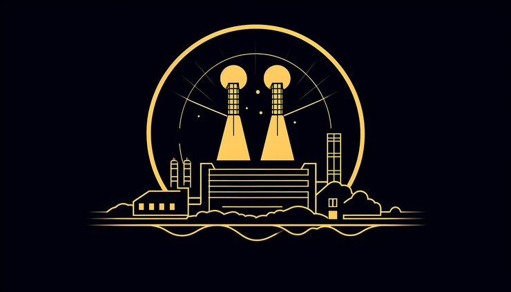 Foto logotipo de la empresa que repara los dispositivos de la planta de energía nuclear