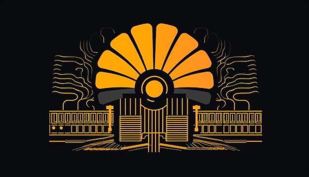 Logotipo de la empresa que repara los dispositivos de la planta de energía nuclear