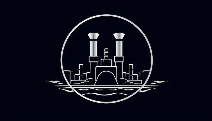 Foto logotipo de la empresa que repara los dispositivos de la planta de energía nuclear