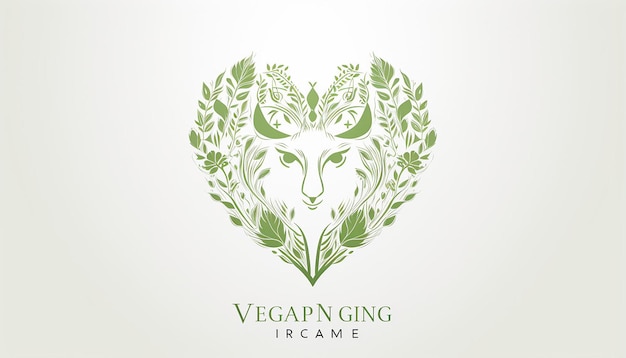 logotipo empresa vegana desenho de linha silhueta de coração