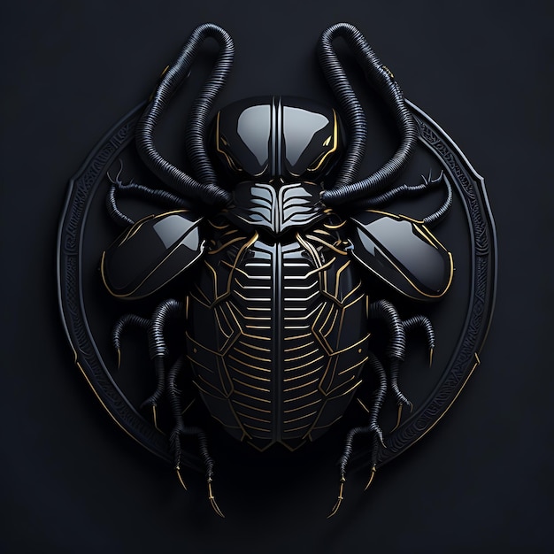 Foto logotipo de escarabajo negro para crear una criptomoneda de estilo bitcoin bien detallada