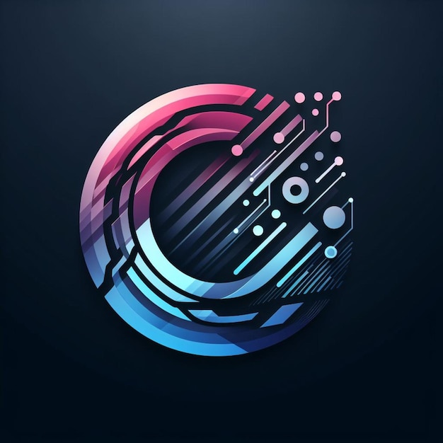 Foto logotipo en estilo de tecnología de gradiente
