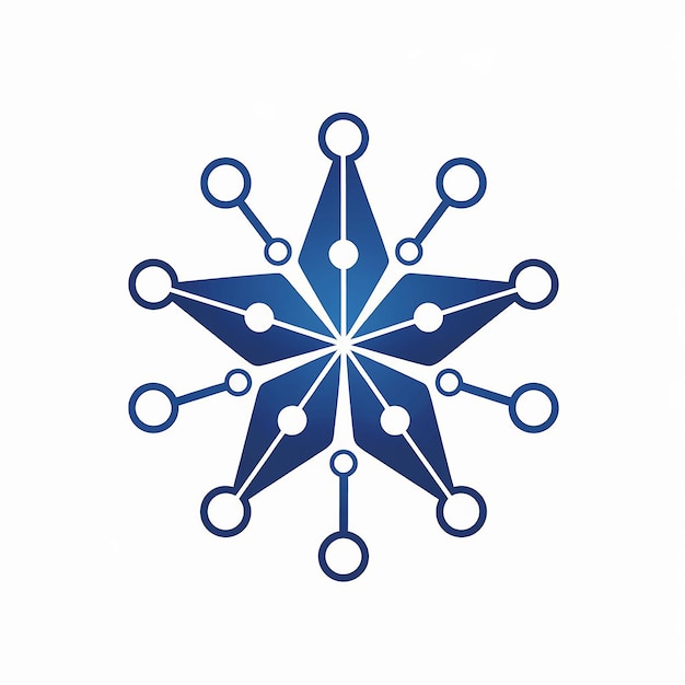 Logotipo de estrella azul diseño único con fondo en blanco