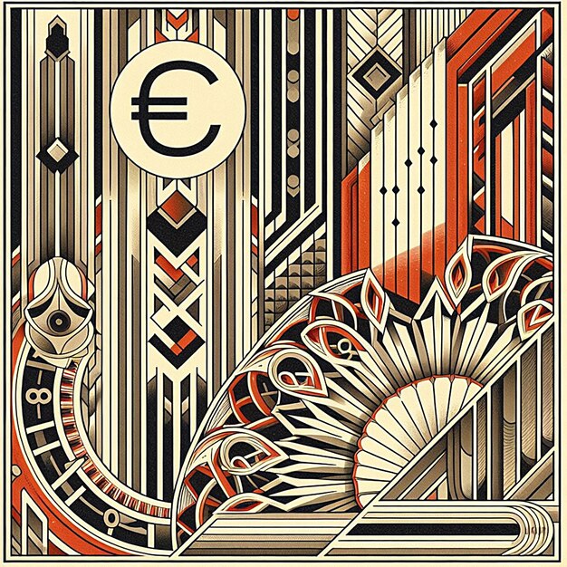 El logotipo del euro en estilo art déco