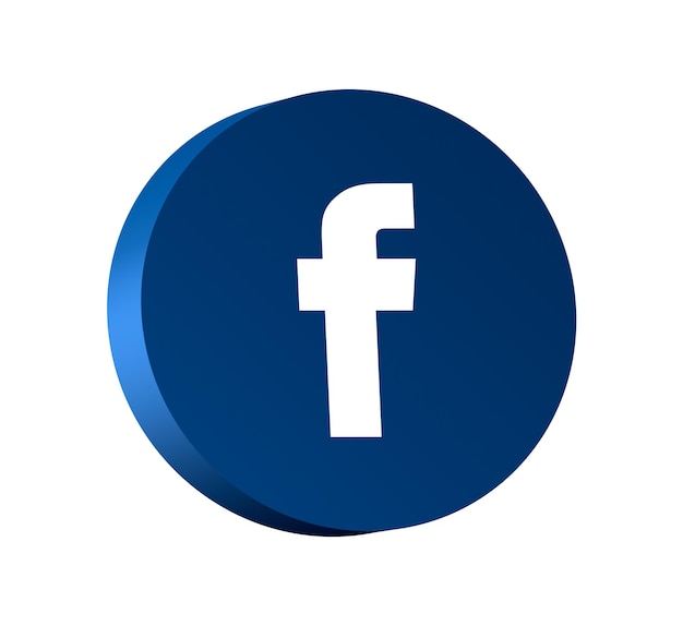 Foto logotipo de facebook en el icono de botón redondo con fondo vacío 3d