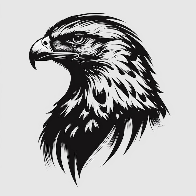 Logotipo falcão simples em preto e branco