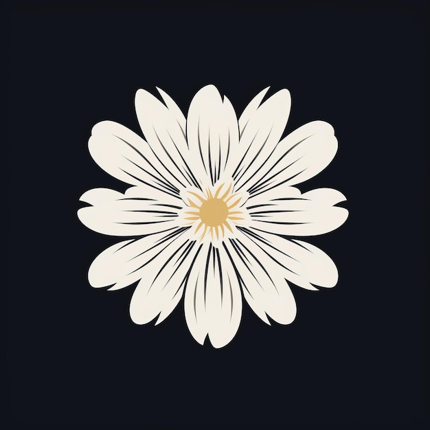 Foto logotipo de flor blanca inspirado en el vintage sobre un fondo negro