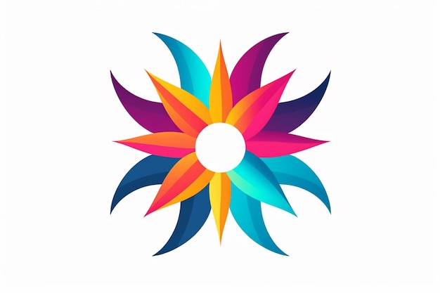 Foto logotipo de flor de colores brillantes con un círculo blanco en el medio ai generativo