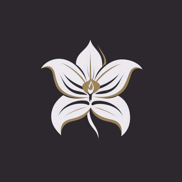 Foto el logotipo de la flor de orquídea blanca sobre un fondo negro