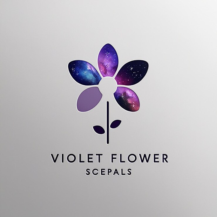 Foto el logotipo de la flor violeta cósmica