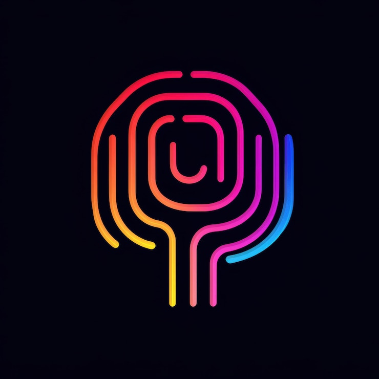 Foto un logotipo futurista de inteligencia artificial con acentos de neón que captura la esencia de la evolución digital