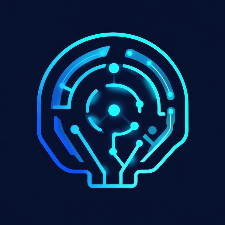 Foto el logotipo futurista de inteligencia artificial que hace hincapié en ideas audaces