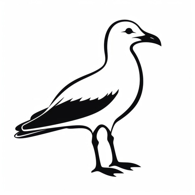 El logotipo de la gaviota, el icono del pájaro, el diseño en blanco y negro en HD