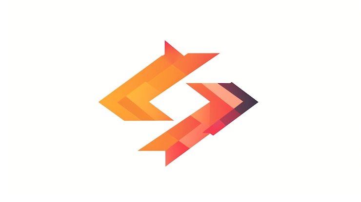 Foto logotipo geométrico abstracto con colores naranja y rojo