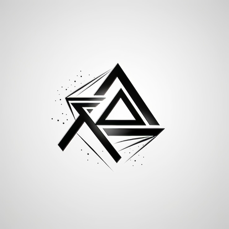 Foto un logotipo geométrico blanco y negro con un triángulo